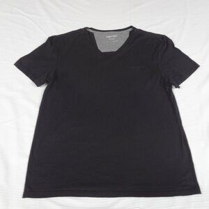 CALVIN KLEIN PIMA COTTON SOLID BLACK V-NECK MEDIUM T-SHIRT L2